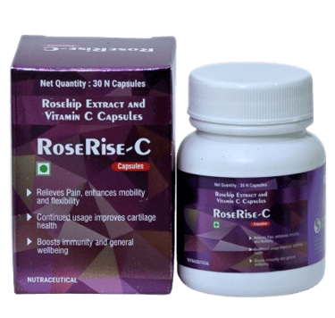 RoseRise-C Capsule bottle pack of 30 vegetarian capsules for joint support by Spiritual Biosciences