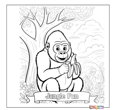 Sitting gorilla outline drawing kids coloring worksheet