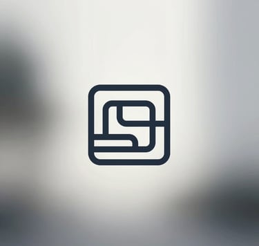 A sophisticated minimalist logo icon, a clean abstract geometric line design using #1C2826, centered on a light #F0F4F4 background. Professional and architectural in style with a high-end feel.