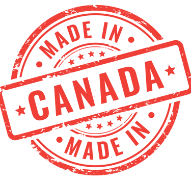 stamp with the words "made in Canada"