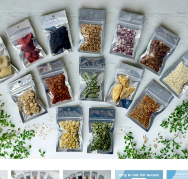 Thrivalist freeze dried food samples