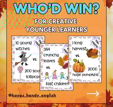 Speaking cards game for autumn and fall English lessons and speaking activities