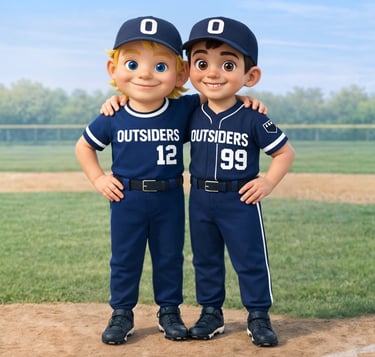 Inspired by real players, Battleship and Gunslinger are the mascots of Baseball Badge.