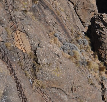 The chain ladder ascent, Sentinel Peak, Drakensberg mountains, South Africa.