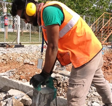 Core drilling work in progress in Bangalore office