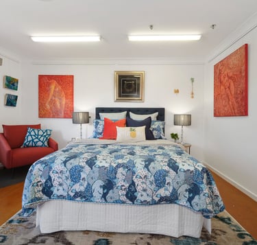 A beautifully styled bedroom designed for comfort, privacy, and a sense of coming home.