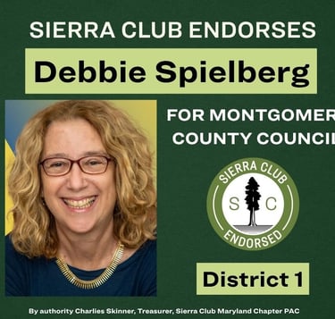 Debbie Spielberg endorsed by Sierra Club for Montgomery County Council district 1