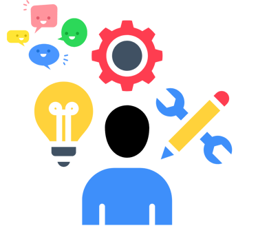 Idea blub, Cogs, Men at Work - Ghana - Korea Training