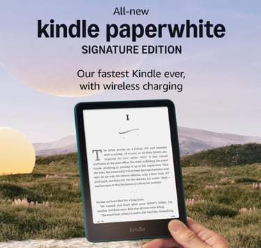 a person holding a kindle book with a book on it