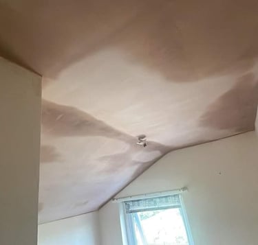 Fresh plaster finish on living room ceiling in Worcester, done by local professionals.