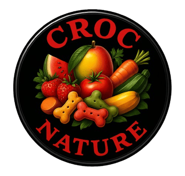 a croc nature logo with fruits and vegetables
