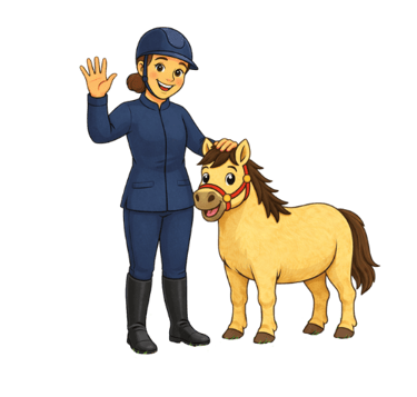 Cartoon Illustration von Pancake und der Ponytante winkend