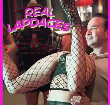 a man in a fishnet outfit with a woman in a bikini top and stockings