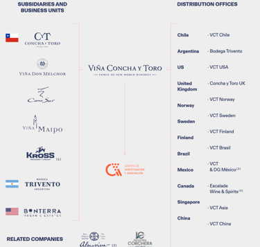 Viña Concha y Toro Subsidiaries and business units