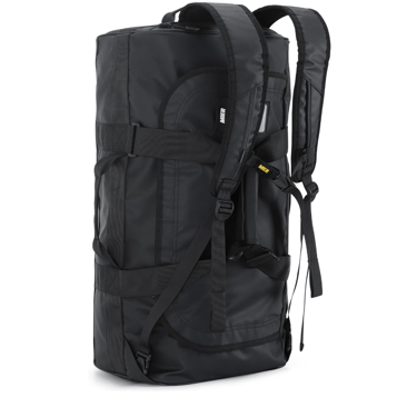 Duffel backpack with strips