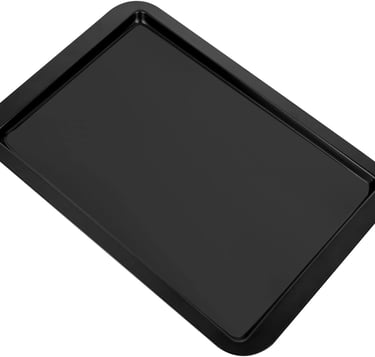 a black tray with a black tray and a white background