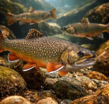 A Brook Trout in a stream, identified by an environmental consultant during an NHE survey.