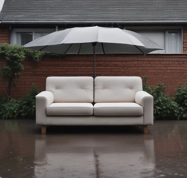 blue and white striped round textile