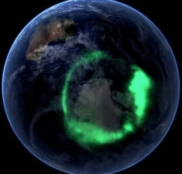 Aurora australis as captured by NASA's IMAGE satellite,  Wikipedia