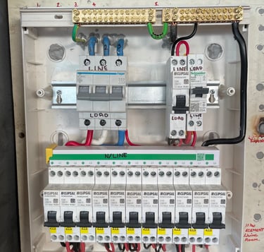 three phase switchboard upgrade with RCBO protection on all final subcircuits