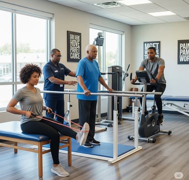 a man and woman in a gym room