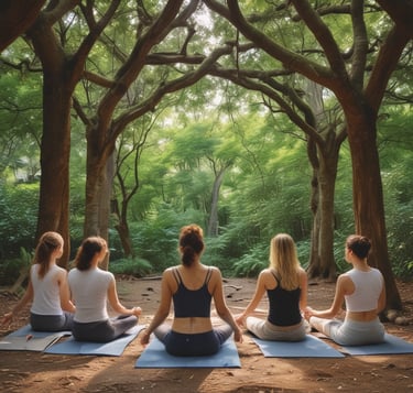 Close-up of a person practicing gentle mindful movement in a peaceful outdoor setting.