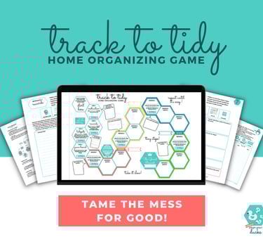 Track to Tidy game on tablet and paper
