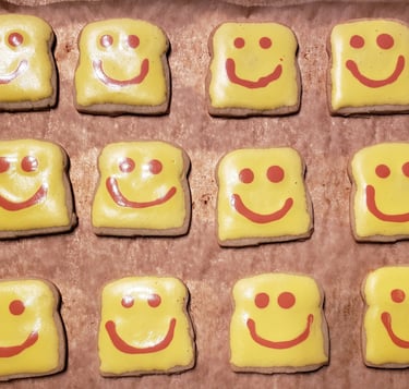 Sugar Cookies that look like Smiling Toast