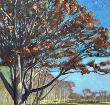 cape cod oil painting black oak fall color on marsh