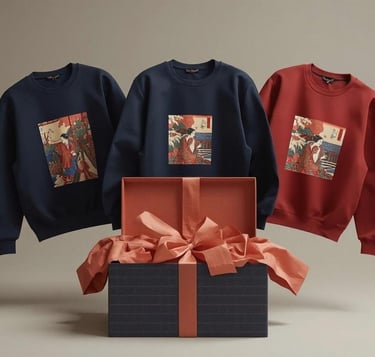 sweatshirt with subscription box. Japanese theme