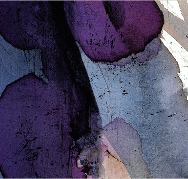 Yuge Kurt, fragment of watercolor painting in art gallery. Fashion. Earthy muted tones.