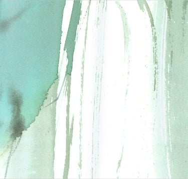 Yuge Kurt, fragment of watercolor painting in art gallery. Canvas for interior. Colorful design