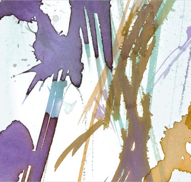 Yuge Kurt, fragment of watercolor painting in art gallery. Canvas for interior. Colorful design