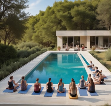 blue and white striped round textile