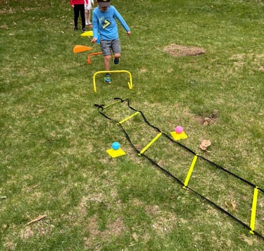 Kids participating in ninja warrior birthday party in Massachusetts