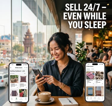 cambodian online store working as a salesperson 24/7