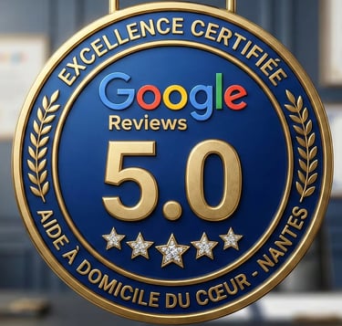 Certification Qualité : Note 5/5 sur Google Avis pour nos services d'aide à domicile et ménage à Nantes et sa métropole