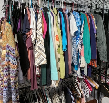 clothes hanging on a rack