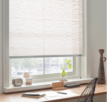 Movann motorized roller shades in a comfort home office