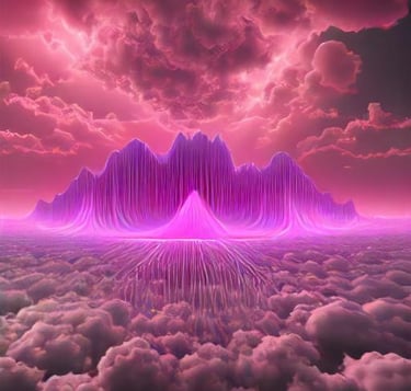 picture of pink clouds and mountain