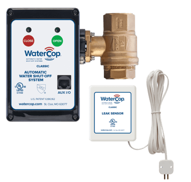 Sensors upon detecting a leak, send a wireless signal to an automatic shu