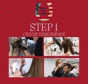 step 1 choose your service with photos of different services offered.