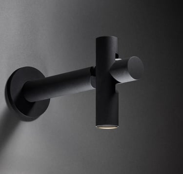 Aplique de pared KIBE negro con doble foco direccional, diseño industrial moderno