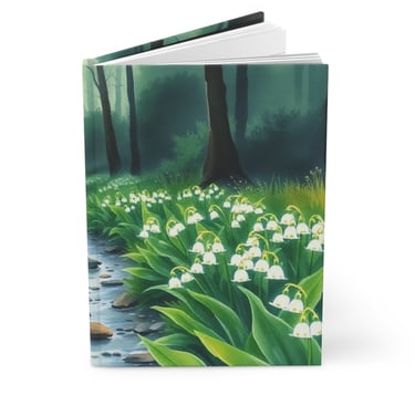 Lily of the valley flower bed in the forest.