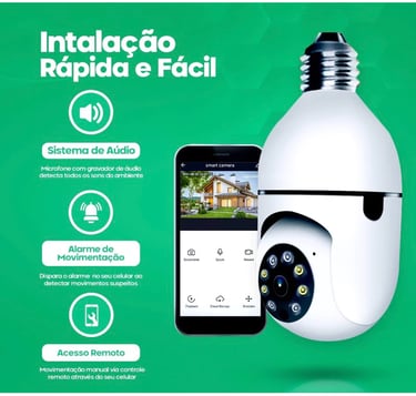 Câmera de segurança wi-fi ip sem fio 360 Lâmpada