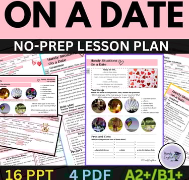 Valentine's Day "On a Date" Survival English no-prep lesson plan ELA ELL ESL