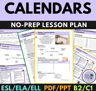 calendars esl lesson plan for english teachers