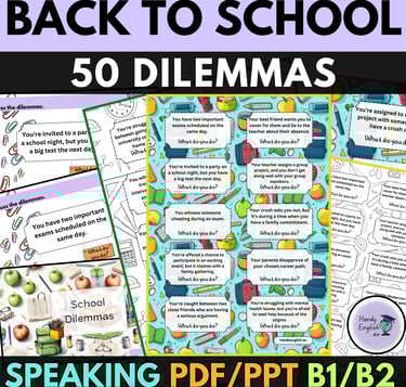 back to school dilemmas esl speaking cards