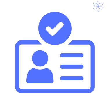Badge icon with a check symbol, representing institutional identification