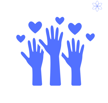 Hands holding hearts, symbolizing solidarity and voluntary contribution